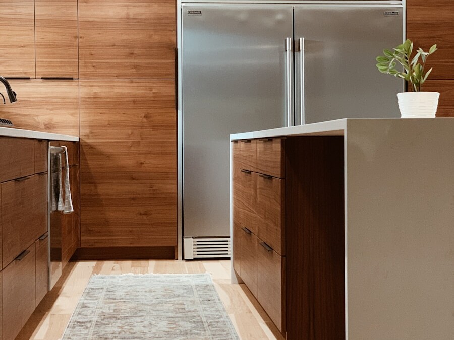 brown and white wooden kitchen cabinet